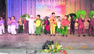 Tiny tots of Our Lady of the Snows High School perform during the schools annual day function at the Lal Chand Prarthi Kala Kendra in Kullu. 