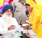 Chief Minister Parkash Singh Badal at a sangat darshan in Patiala on Sunday.