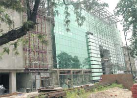 A shopping mall under construction in Industrial Area in Chandigarh
