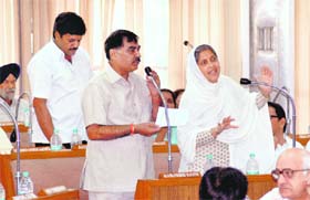 Opposition councillors at the Chandigarh MC House meeting