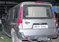 The  Scorpio used in the crime parked at the Sector 17 police station in Chandigarh