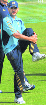 Ricky Ponting during a practice session. 