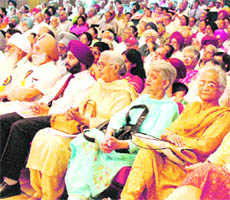 Dolly Guleria performs for senior citizens during a function organised at Bhargava Auditorium in Sector 12, Chandigarh, on Wednesday.