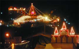 The illuminated Jhandewalan Mandir in New Delhi on Wednesday. 
