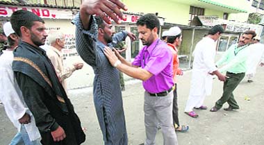 Security checks being carried out outside Eidgah in Jammu
