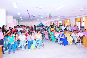 Students at a talent hunt competition organised recently on the CDLU campus in Sirsa. 