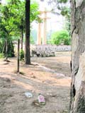 Empty liquor bottles at the Gandhi Memorial in Phillaur 
