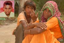 A file photo of 13-year-old Monu (inset), who is feared drowned in the Sirhind Canal in Bathinda on Friday; Sheela Devi, mother of Monu, waiting for the news of her son.