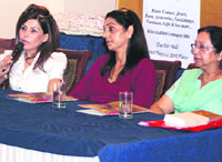 Divya Dhanda, organiser of Carnival of Lights, at a press conference in Ludhiana on Friday.
