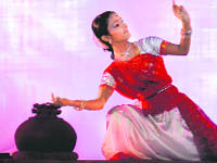 A member of Rajendra Gangani group performs Panchasaar and Venda dance drama at Pinjore on Saturday.