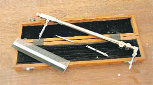 The original compass and foot rule of Le Corbusier which is on display at Le Corbusier Centre in Chandigarh.
