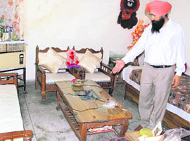 The room where a family was assaulted in Sector 38 West, Chandigarh, on Saturday.
