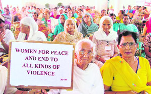 Delegates during the 12th state conference of Punjab Istri Sabha in Ludhiana on Saturday. 