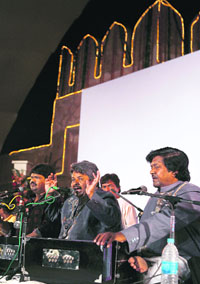 Sabri brothers perform on the last day of the Heritage Festival at Pinjore on Sunday. 