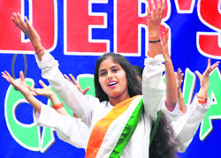 Students perform during the concluding function of the Family Rock Carnival organised at Pathfinder High School, Sector 69, Mohali, on Sunday. 