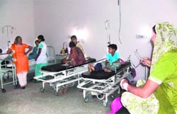 Some of the food poisoning patients under treatment at Dr RP Government Medical College, Tanda. 