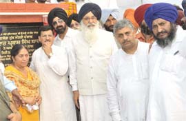 CM Parkash Singh Badal during a function in Hoshiarpur on Sunday. 