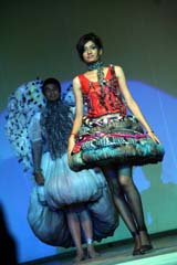 Models sashay down the ramp in Jalandhar on Saturday evening. 
