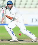Yuvraj Singh plays a shot on the fourth and last day of the four-day practice match against Australia in Hyderabad 