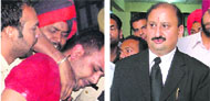 Heavy rush outside the court complex just before the shootout, Manvir Singh, victim, being taken to a hospital; the accused caught by the police and advocate Naveen Sharma, who sustained minor injuries.