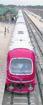 The trial train scheduled to be inaugurated by the Prime Minister arrives at Nowgam station in Srinagar on Wednesday.
