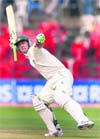 Ricky Ponting gestures after scoring a century during the first day of the first Test between India and Australia at the M. Chinnaswamy Stadium in Bangalore on Thursday.  AFPPonting proves Greg right