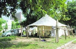 A security tent erected on government land in Sector 23.