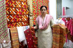 Dupinder Kaur shows her phulkari work at an exhibition