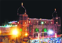 A bedecked Gurdwara Dukh Niwaran Sahib as part of 300 years of Gurta Gaddi Divas celebrations in Ludhiana 