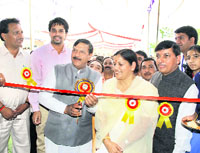 Health minister Rajiv Bindal inaugurates a health check-up camp at Chabutra on Sunday.