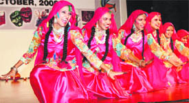 Students peform at Guru Nanak Girls College, Ludhiana, on the first day of PU Diamond Jubilee Youth and Heritage Festival on Sunday.