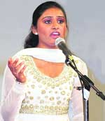 Voice of India fame Arshpreet Kaur performs at the youth festival in Ludhiana on Monday. 
