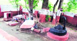 A temple has an idol of the snake (Nagraj) in front of BOPs in Bamial sector on the Indo-Pak border.