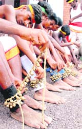 Artistes get ready for Poompuhar from October 15. Photo by Pradeep Tewari