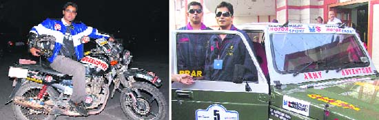 The winner of the X-treme two-wheeler category, Ashish Maudgil, with his Karizma; and (right) The second winner of the X-treme four-wheeler category, Captain Amrinder Singh Brar from Chandigarh, with his co-driver