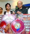 Dr.K.K. Aggarwal, president of the Heart Care Foundation of India with singer Vipin Aneja addresses a press conference on the MTNL perfect health mela in New Delhi