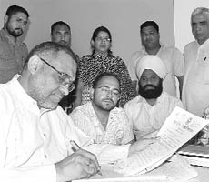 Member of Parliament from Hoshiarpur Avinash Rai Khanna at a khulla darbar in Kharar on Wednesday. 