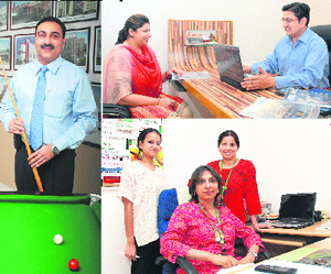 Clockwise from left: Ashish Bhatia; Neha Bansal & Lalit Sharma; Manmeet Maan with her team.