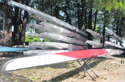 The scull boats that are in disuse owing to fault in design.