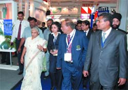 Delhi Chief Minister Sheila Dikshit at the inauguration of International Fire and Security Exposition at Pragati Maidan in New Delhi