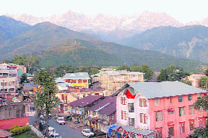 A view of Dhauladhar hills that got covered with snow on Wednesday at Dharamsala.