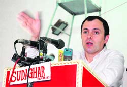 NC chief Omar Abdullah stresses a point at a press conference in Jammu