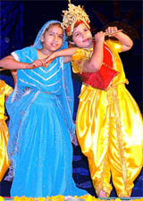 Students of KMV School perform during the annual function in Jalandhar on Wednesday.
