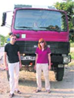 German couple with their truck in Ludhiana