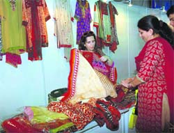 A stall of suits from Peshawar and Karachi