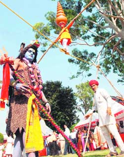 Artistes from Udaipur, Rajasthan, participate in Diwali Utsav-2008 at the Karnal Club in Karnal on Saturday. 
