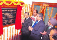 Justice S.B. Sinha of the Supreme Court inaugurates a mediation centre at the Himachal Pradesh High Court in Shimla on Saturday.