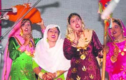 The students of GNN College performing gidda at the Zonal Youth and Heritage Festival in Ludhiana
