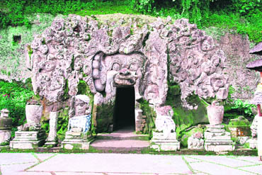 The huge gaping mouth of Goa Gajah cave is thought to represent either the Earth god Bhoma, or the witch Rangda 