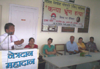 A seminar on female foeticide organised by Social Welfare Society in progress at Fazilka on Sunday.